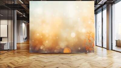 Blurred out fall season abstract nature background with lots of bokeh and a bright center spotlight and a subtle vignette border. ai generative. Wall mural