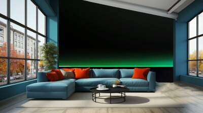 A black and green background with a green line Wall mural