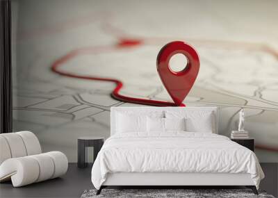 A red dot on a map that is pointing to a specific location Wall mural