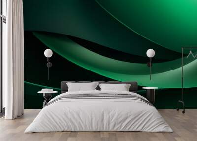 Abstract green modern art interweaving background Wall mural