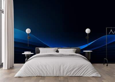 Blue transparent wave flowing minimalist background Wall mural