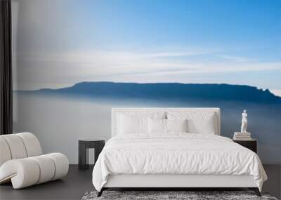 beautiful french alps winter panoramic aerial view landscape with a fantastic blue haze cloudy mount Wall mural