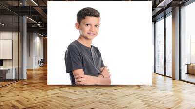 portrait of a young boy kid studio shot on white background Wall mural