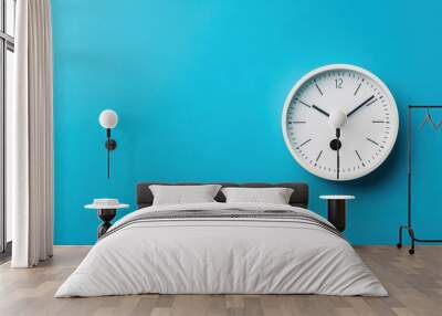 A clock timer isolated copy space on blue background Wall mural