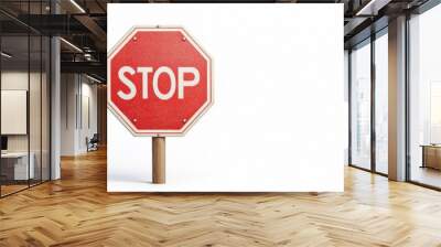 a detailed image of a stop sign, isolated on a white background. Wall mural