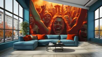 crowd cheering in concert. Wall mural