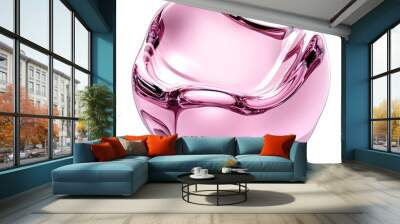 Abstract glass shape with soft edges in pink tones on white background, flowing spherical liquid is a perfect element for modern design. Wall mural