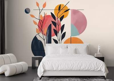 simple line and shape illustration with colors  Wall mural