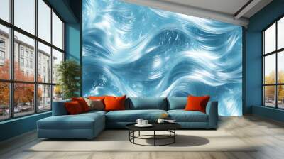 A captivating blue wave pattern showcasing smooth, flowing textures reminiscent of water. Ideal for backgrounds and design elements. Wall mural