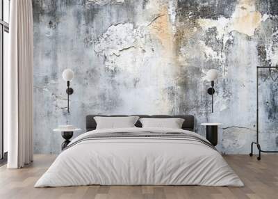 How about: An old, textured wall with a grungy, vintage appearance, featuring a cracked, weathered surface in shades of gray and rust Wall mural