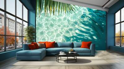 How about this: A bright summer scene featuring a clear blue-green water surface with abstract patterns and gentle waves, reflecting the natural, fluid texture of an ocean or pool Wall mural