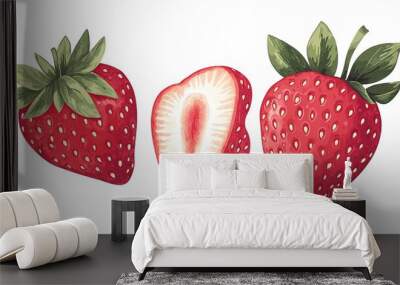 strawberry on white background Wall mural