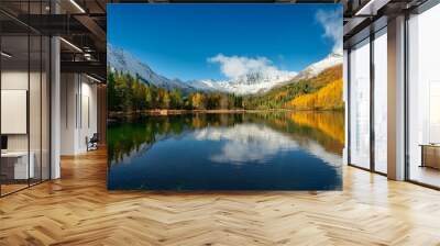 Autumn Lake with Pines Wall mural