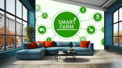 smart farm or farming vector illustration. Smart farm concept, command system using digital technology. agriculture technology - vector illustration Wall mural