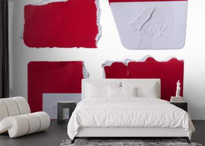 Red and white paper torn from a box packaging Wall mural