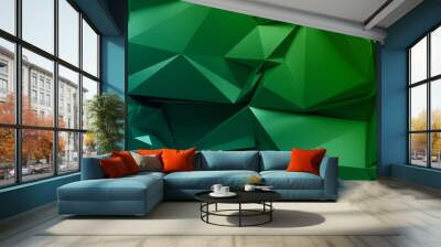 3d abstract faceted background, low polygonal texture, emerald green geometrical pattern, crystal wallpaper Wall mural