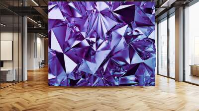 3d abstract violet crystal background, blue purple fashion wallpaper, faceted geometrical crystallized texture Wall mural