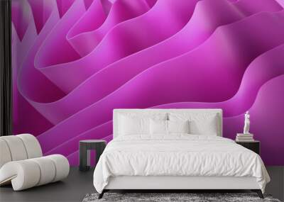 3d render, abstract background with pink curvy layers, fashion wallpaper Wall mural