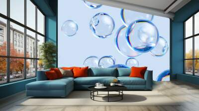 3d render, abstract background with translucent soap bubbles, wallpaper with glass balls Wall mural