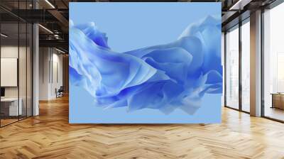 3d render, abstract blue background with layers of silk folded drapery, fashion wallpaper with levitating cloth Wall mural