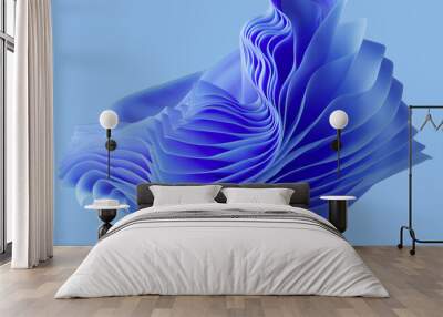 3d render, abstract blue layered background, fashion wallpaper Wall mural