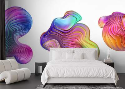 3d render, abstract colorful layered objects, creative clip art isolated on white background Wall mural