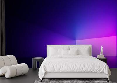 3d render, abstract geometric background, empty room illuminated with ultraviolet neon light Wall mural