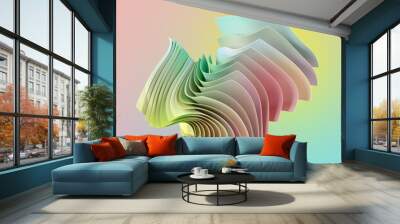 3d render, abstract minimal background with paper sheets. Fashion wallpaper with falling cloth. Colorful pastel swatches Wall mural