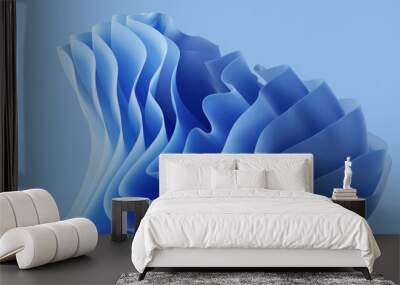 3d render, abstract minimal blue background with layered shapes, wavy fashion wallpaper Wall mural