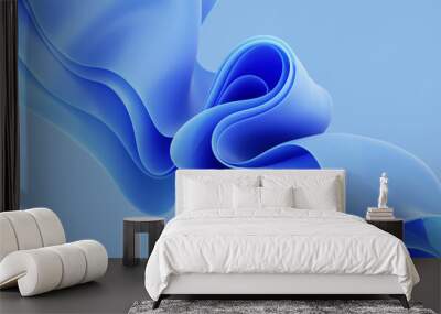 3d render, abstract modern blue background, folded ribbons macro, fashion wallpaper with wavy layers and ruffles Wall mural