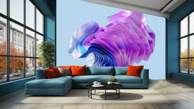 3d render, abstract modern minimal background with violet pink blue textile folds, fashion wallpaper with fabric layers Wall mural