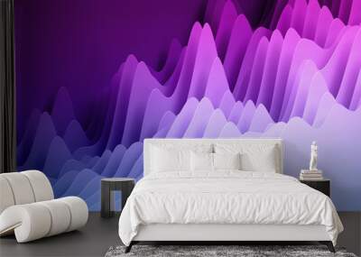 3d render, abstract paper shapes background, bright colorful sliced layers, purple waves, hills, equalizer Wall mural