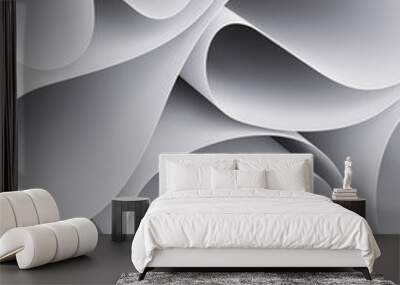 3d render, paper waves background, modern minimal mockup, white wavy folds Wall mural