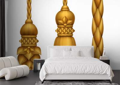 classical gold tassels set isolated on white background Wall mural