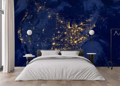 United States of America lights during night as it looks like from space. Elements of this image are furnished by NASA Wall mural