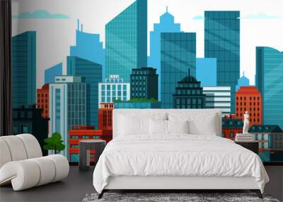 modern city buildings illustration design Wall mural