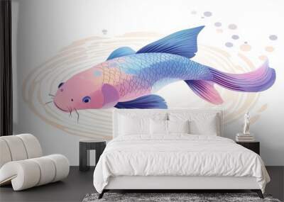 Colorful fantasy fish swimming in water Wall mural