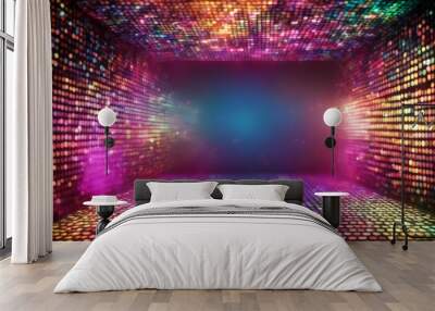 abstract dance party background Shiny disco wall flashing light   Wall mural