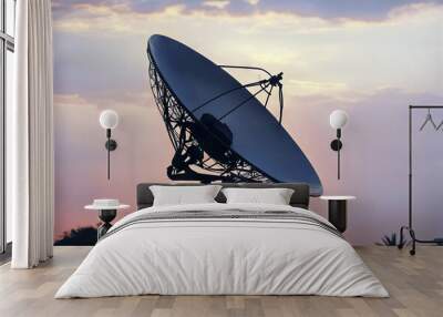 background sunset silhoette sh satellite antennae broadcasting business cable cloud communication connection datum day digital dish earth equipment global ground landscape light mobile object Wall mural