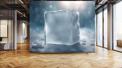 block rendering ice 3d three dimensional abstract background blue clean clear closeup cold colours cool crystal cube design drink freeze fresh freshness frost glasses icy isolated light Wall mural