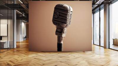 brown olated background microphone retro music mic vintage sound old audio radio chrome studio isolated classic stage concert karaoke musical equipment entertainment metal sing rock Wall mural