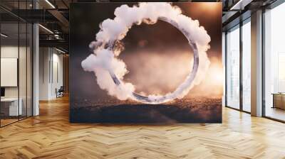 consisting smoke sphere ring cooking flames white vortex thing power bar b q bright abstract magical fantasy of Wall mural