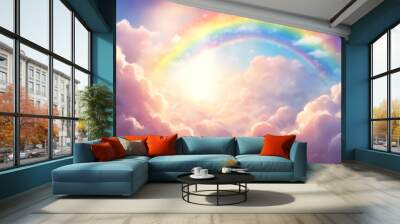 day anime sky drawing sun cloud clouds rainbow blue cloudscape nature light ather colorful Wall mural