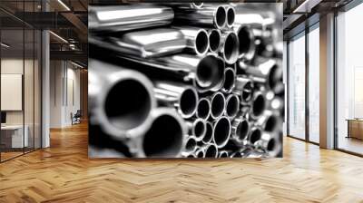 different stainless profiles tubes metal products steel profile iron background construction industry pipe tube industrial Wall mural