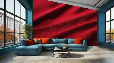 fabric background woven textile closeup red dark texture pattern Wall mural