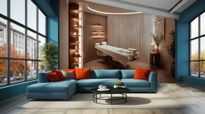 interior spa salon massage room Stylish background design natural table object beauty indoor holiday relax romantic modern resort luxury place wellness clean hotel health aromatherapy Wall mural