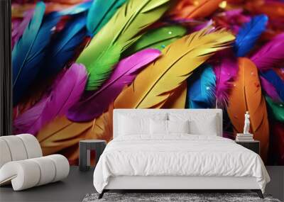 isolated carnival technology confetti colorful feathers created generative ai feather festival background colourful party holiday illustration decoration mask vector celebration design parade Wall mural