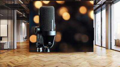 microphone podcast icon vintage air retro audio broadcast broadcasting communication digital equipment media mic music on radio record rendering sound studio subscription Wall mural