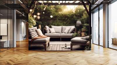 minimal zone room design cushions ai interior interior ai space background background seats activities architecture generative scene modern living cushion  Wall mural