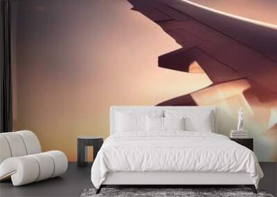 panorama airplane flight sunset modern passenger aeroplane plane travel aviation sky cargo business air transport Wall mural